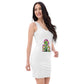 High Fashion tight fited White dress with printrd Tiki.
