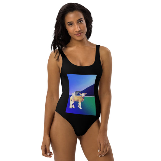 One-Piece Black Flying Fairy Lamb Swimsuit.