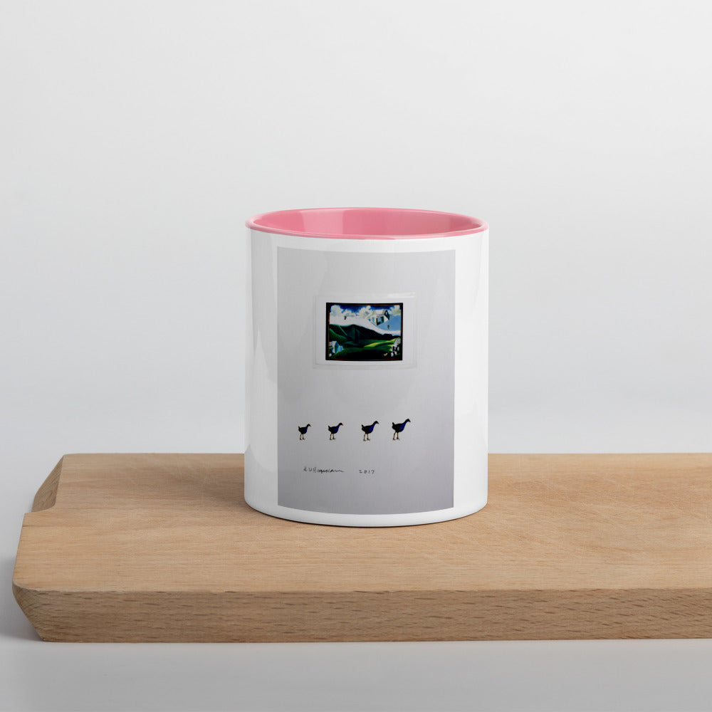Moma Pukeko & Chicks Mug with Color Inside.
