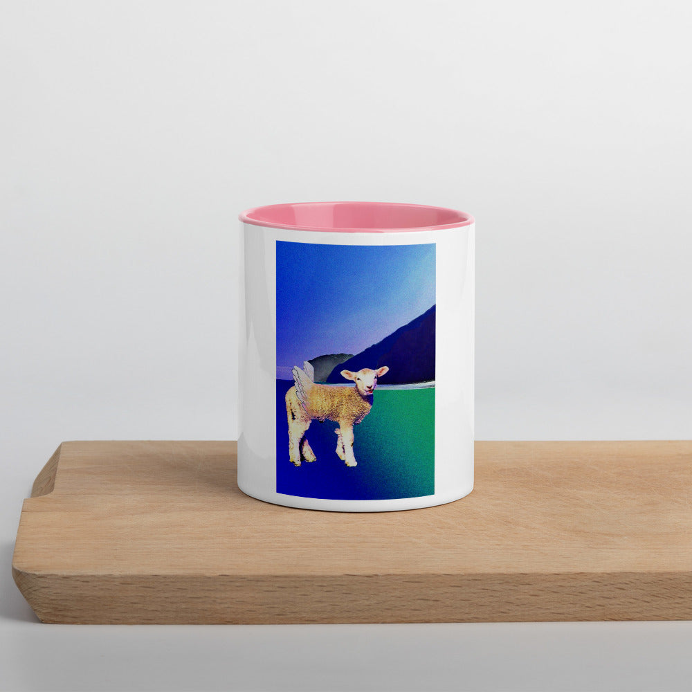 Flying Fairy Lamb Mug with Color Inside.