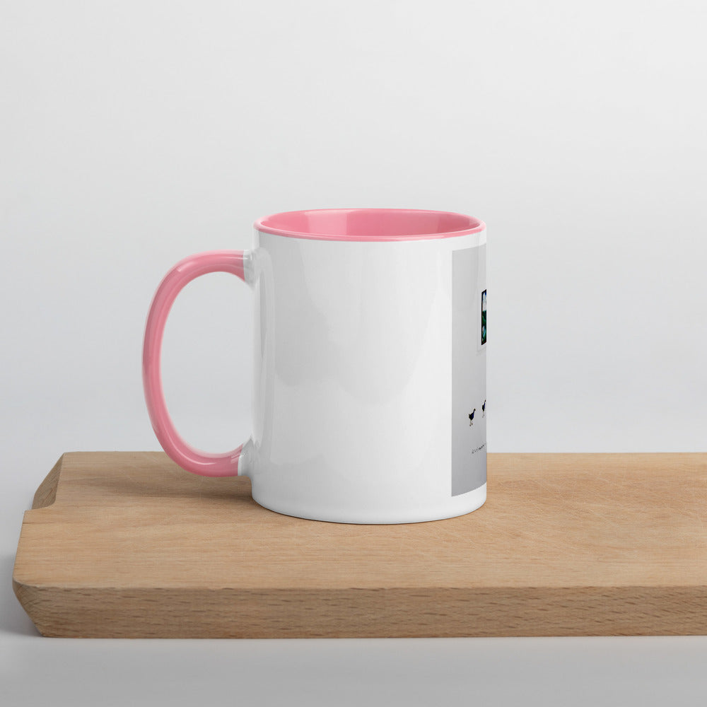 Moma Pukeko & Chicks Mug with Color Inside.